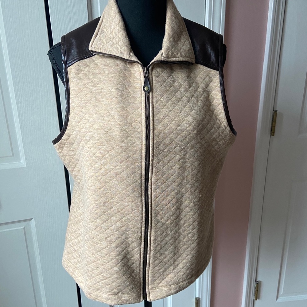 Chico's Tan vest with pleather accents
